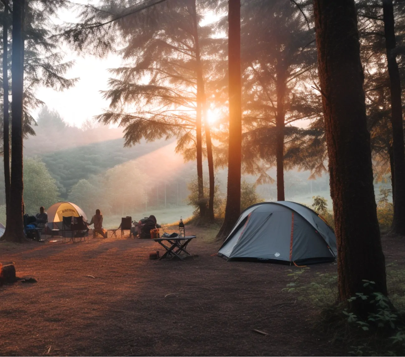 キャンプ場に降り注ぐ朝日はとても気持ちが良いものです